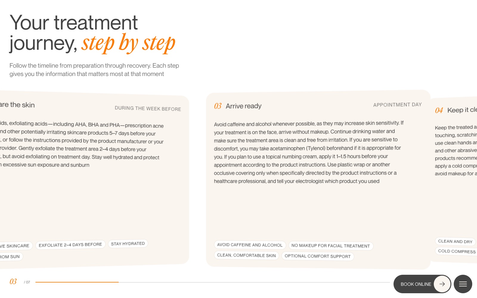 EPILMOOD website, treatment journey section of the working build