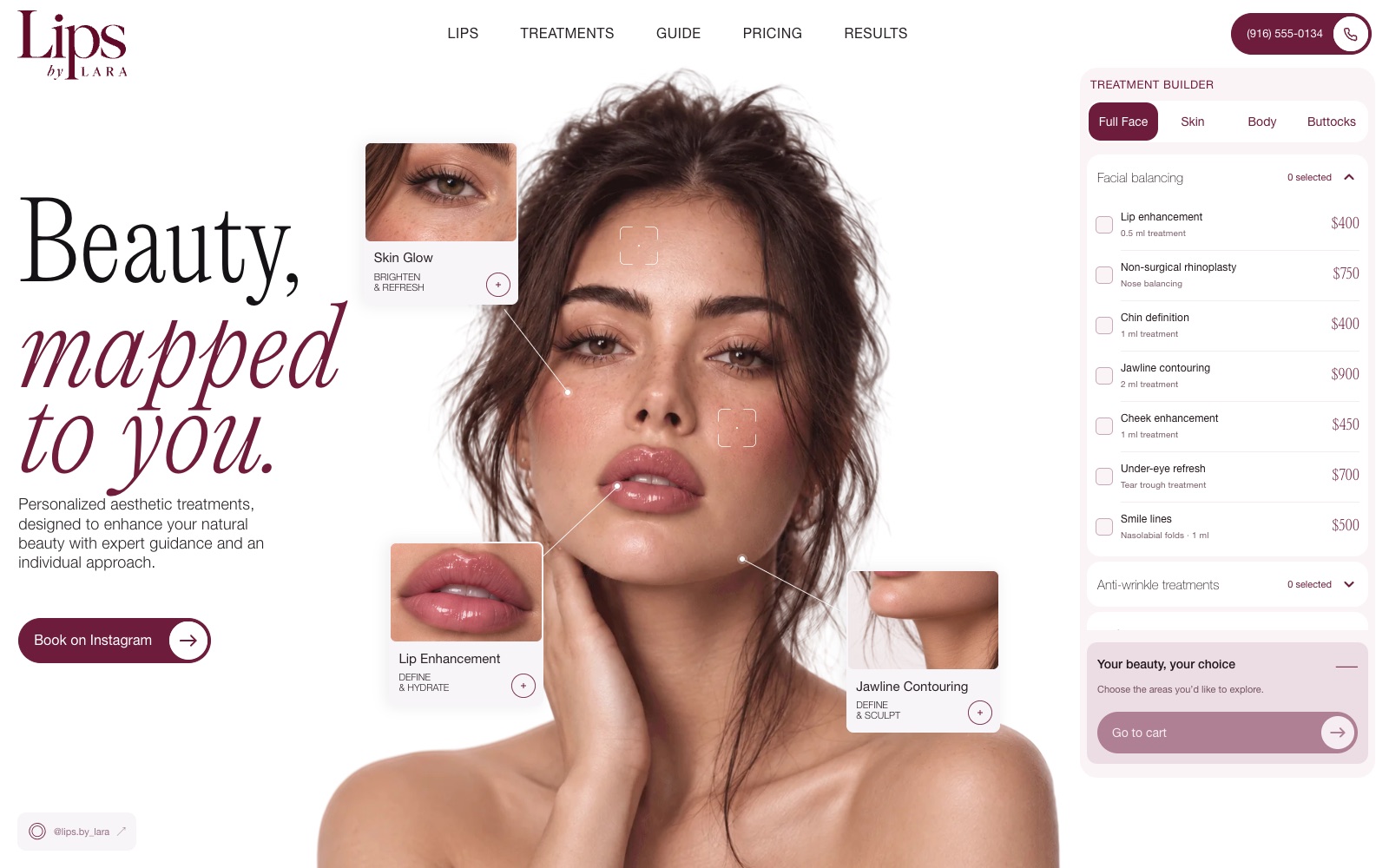 Lips by Lara website in development, first screen
